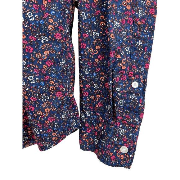 J. Crew Size M SLIM Navy-Blue Long Sleeve Colorful Floral Button Up Shirt - Picture 2 of 7